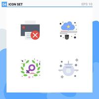 Pack of 4 Modern Flat Icons Signs and Symbols for Web Print Media such as computers online hardware connected power Editable Vector Design Elements