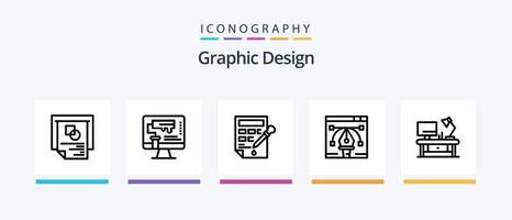 Graphic Design Line 5 Icon Pack Including . writer. computer. copy. book. Creative Icons Design vector