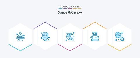 paquete de íconos azules space and galaxy 25 que incluye . . espacio. espacio. astronauta vector