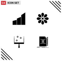 Set of 4 Vector Solid Glyphs on Grid for apartments plant modern building decoration dustpan Editable Vector Design Elements