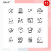 Universal Icon Symbols Group of 16 Modern Outlines of skin wound infection layout infected wound right Editable Vector Design Elements