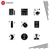 9 User Interface Solid Glyph Pack of modern Signs and Symbols of multimedia arrow magic speakers hardware Editable Vector Design Elements