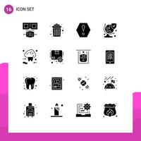 Solid Glyph Pack of 16 Universal Symbols of shop internet octagon buy security Editable Vector Design Elements