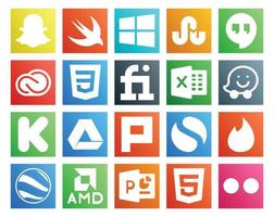 20 Social Media Icon Pack Including google earth simple css plurk kickstarter vector