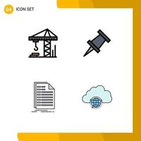 Universal Icon Symbols Group of 4 Modern Filledline Flat Colors of crain statement marker excel city Editable Vector Design Elements