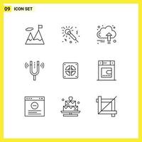 User Interface Pack of 9 Basic Outlines of reference kamerton grow fork cloud Editable Vector Design Elements