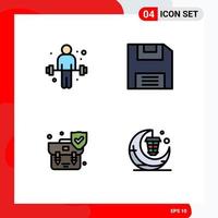 4 Creative Icons Modern Signs and Symbols of dumbbell security weightlifting save lantern Editable Vector Design Elements