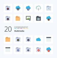 20 paquete de iconos de color plano multimedia como carpeta aplicación de aplicación de carpeta mac vector