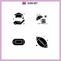 Set of 4 Modern UI Icons Symbols Signs for education playstation summer season canada Editable Vector Design Elements