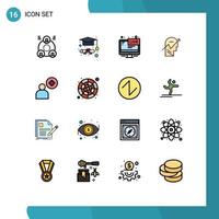 paquete de iconos de vectores de stock de 16 signos y símbolos de línea para agregar pantalla de conocimiento flecha humana elementos de diseño de vectores creativos editables