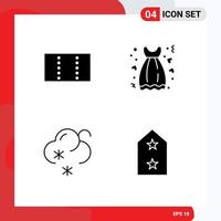 Group of 4 Modern Solid Glyphs Set for layout weather date love badge Editable Vector Design Elements