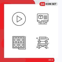 4 Creative Icons Modern Signs and Symbols of multimedia socket box building chair Editable Vector Design Elements