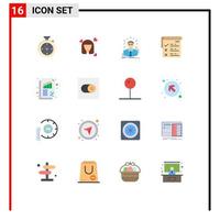 Universal Icon Symbols Group of 16 Modern Flat Colors of qa testing women checklist person Editable Pack of Creative Vector Design Elements