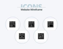 Website Wireframe Glyph Icon Pack 5 Icon Design. web. page. web. links. web vector