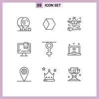 9 Outline concept for Websites Mobile and Apps screen computer market cap design heart Editable Vector Design Elements