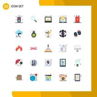 User Interface Pack of 25 Basic Flat Colors of energy money business laptop online Editable Vector Design Elements