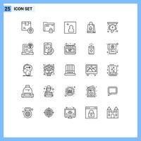 Modern Set of 25 Lines and symbols such as filter easter protection bag picture Editable Vector Design Elements