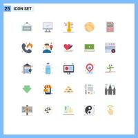 Set of 25 Modern UI Icons Symbols Signs for file nba cloud basketball temperature Editable Vector Design Elements