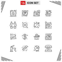 Group of 16 Outlines Signs and Symbols for print page support document setting Editable Vector Design Elements