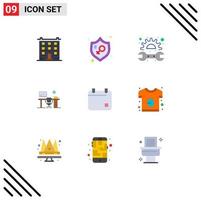 conjunto de 9 paquetes de colores planos comerciales para protección de espacio de mesa de oficina reparación de oficina elementos de diseño vectorial editables vector