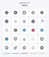 Creative Setting 25 Flat icon pack  Such As setting. wheel. cogs. gear. basic vector