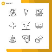 9 User Interface Outline Pack of modern Signs and Symbols of tool liter health sign new Editable Vector Design Elements