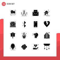 Set of 16 Modern UI Icons Symbols Signs for truck garden draw barrow thanks Editable Vector Design Elements