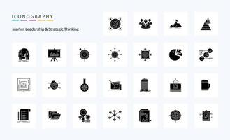 25 Market Leadership And Strategic Thinking Solid Glyph icon pack vector