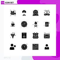 16 Creative Icons Modern Signs and Symbols of modem inbox man essential location Editable Vector Design Elements