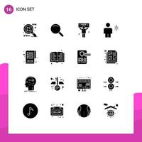 16 Thematic Vector Solid Glyphs and Editable Symbols of read tasks avatar clipboard water Editable Vector Design Elements