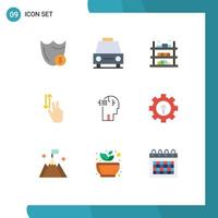 9 User Interface Flat Color Pack of modern Signs and Symbols of gestures sell traffic sale commerce Editable Vector Design Elements