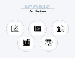 Architecture Glyph Icon Pack 5 Icon Design. design. build. roller brush. architect. sketch vector