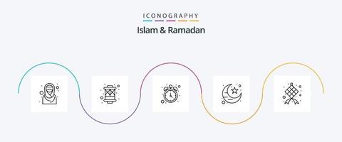 Islam And Ramadan Line 5 Icon Pack Including islam. ramadan. fasting. moon. celebration vector