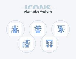paquete de iconos azul de medicina alternativa 5 diseño de iconos. hospital. spa. cuidado de la salud. planta. hierba vector