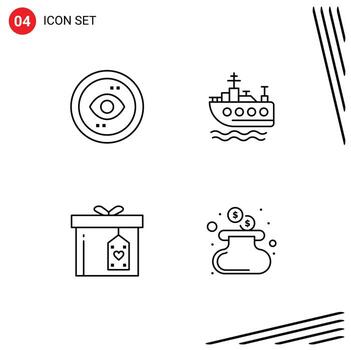 4 User Interface Line Pack of modern Signs and Symbols of browser box ui swim delivery Editable Vector Design Elements