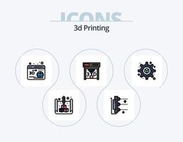 Línea de impresión 3d llena de diseño de iconos del paquete de iconos 5. impresora. 3d. escamoso. producto impresión vector