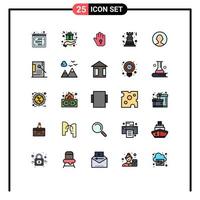 conjunto de 25 iconos de ui modernos símbolos signos para elementos de diseño vectorial editables de cinta de peón de mano de ajedrez de roca vector