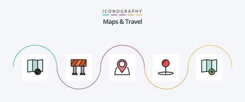 Maps and Travel Line Filled Flat 5 Icon Pack Including . pin. new vector