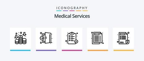 paquete de iconos de la línea 5 de servicios médicos que incluye. grafico. médico. cuadro. médico. diseño de iconos creativos vector