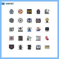 Group of 25 Filled line Flat Colors Signs and Symbols for hydrant city media tech hosting Editable Vector Design Elements