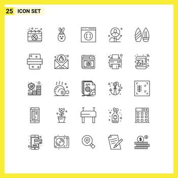 conjunto de 25 iconos modernos de la interfaz de usuario signos de símbolos para los elementos de diseño vectorial editables del usuario del gráfico del navegador de análisis de skate vector