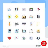 Stock Vector Icon Pack of 25 Line Signs and Symbols for laptop computer school holidays time Editable Vector Design Elements