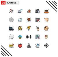 Set of 25 Modern UI Icons Symbols Signs for landscape factory dashboard hut family Editable Vector Design Elements