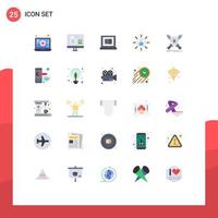 Modern Set of 25 Flat Colors Pictograph of game badge laptop share people Editable Vector Design Elements