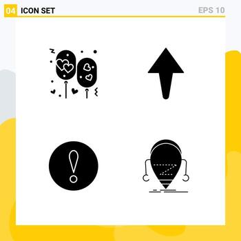 conjunto de 4 glifos sólidos vectoriales en la cuadrícula para elementos de diseño vectorial editables beta vector