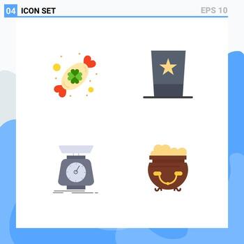 conjunto de 4 iconos planos vectoriales en la cuadrícula para la implementación de dulces elementos de diseño vectorial editables a escala de sombrero del festival vector
