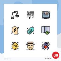 9 Creative Icons Modern Signs and Symbols of tag power conversion strategy head Editable Vector Design Elements