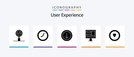 User Experience Glyph 5 Icon Pack Including window. screen . time . down. Creative Icons Design vector