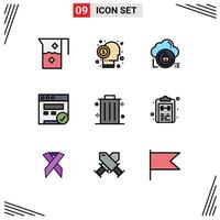 Universal Icon Symbols Group of 9 Modern Filledline Flat Colors of web browser investor private secure Editable Vector Design Elements