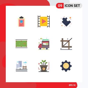 paquete de línea vectorial editable de 9 colores planos simples de solución de señal de jugador de juego de billar elementos de diseño vectorial editables vector